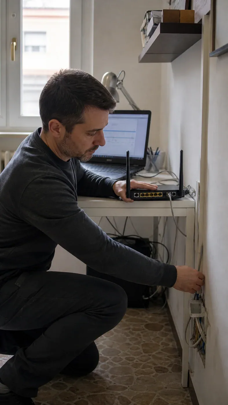 Tecnico sistema il Wi-Fi di casa