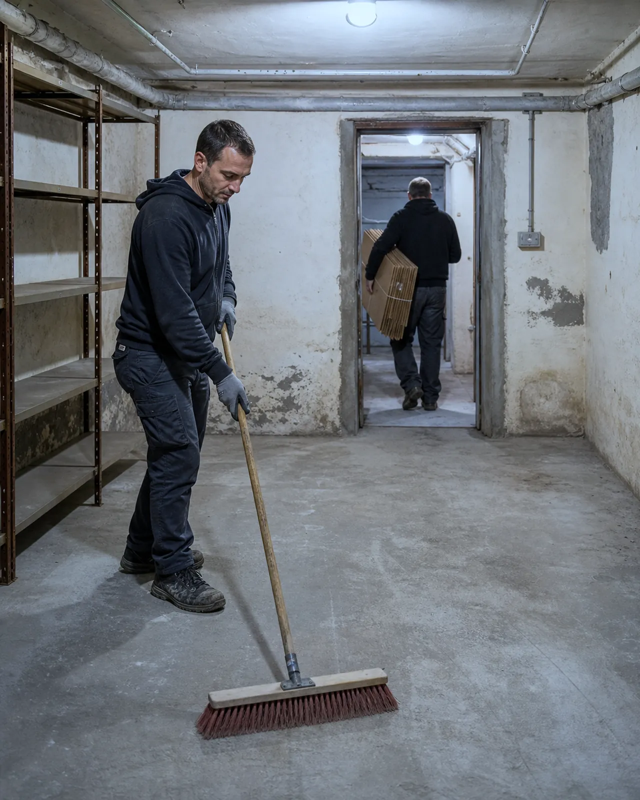 Due persone completano lo sgombero di una cantina vuota a Padova