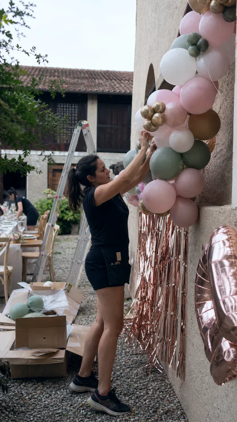 Allestimento di una festa in giardino